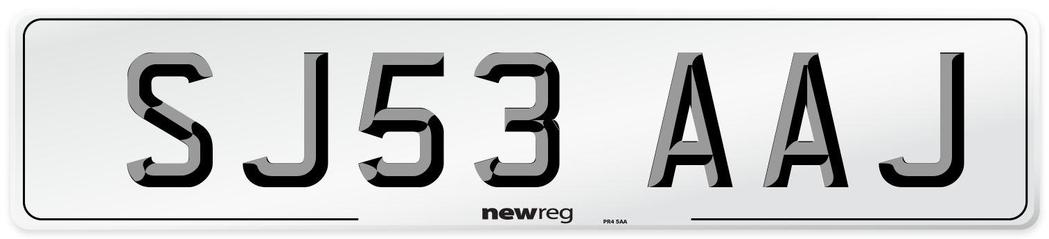 SJ53 AAJ Number Plate from New Reg